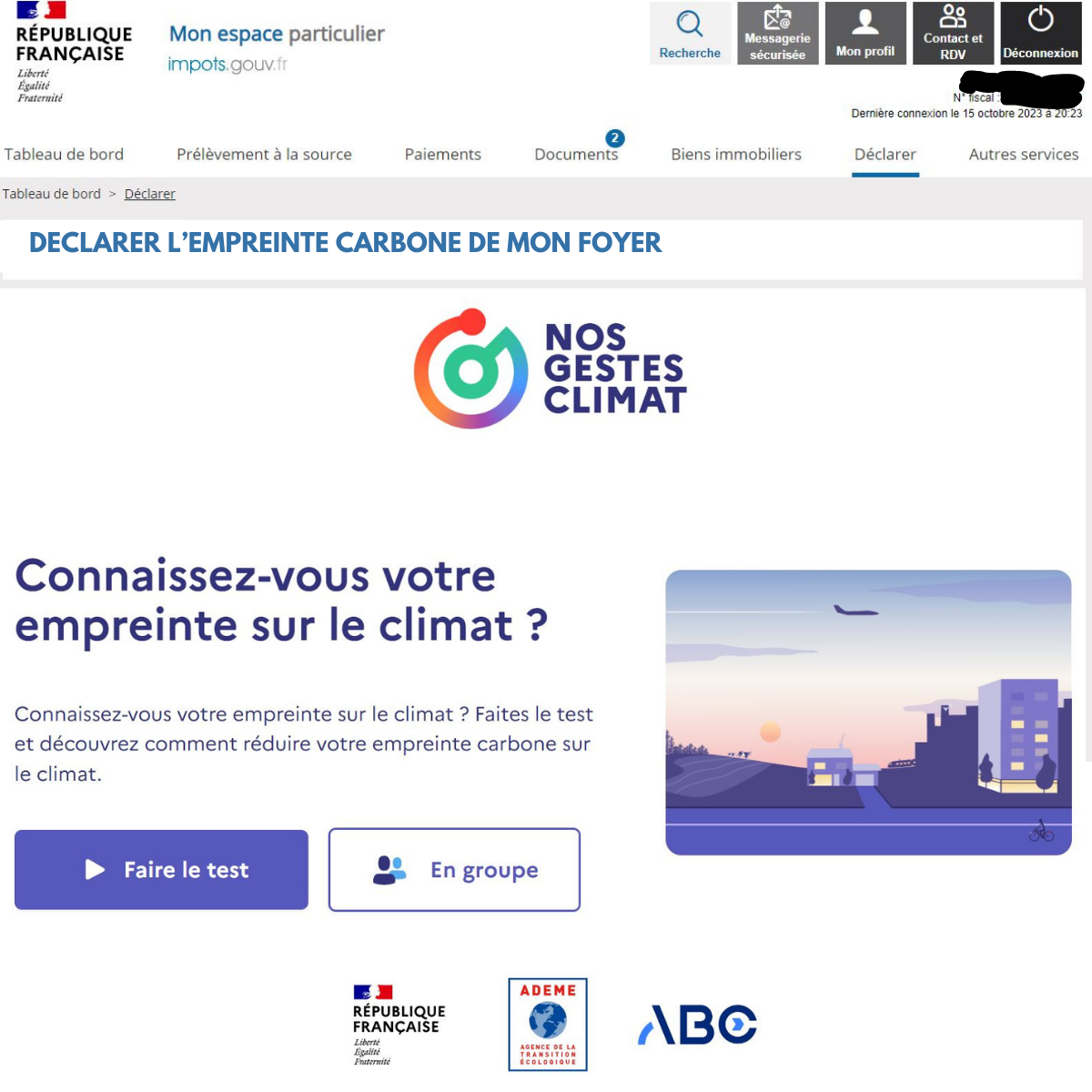 Déclaration carbone du foyer (visuel imaginaire)